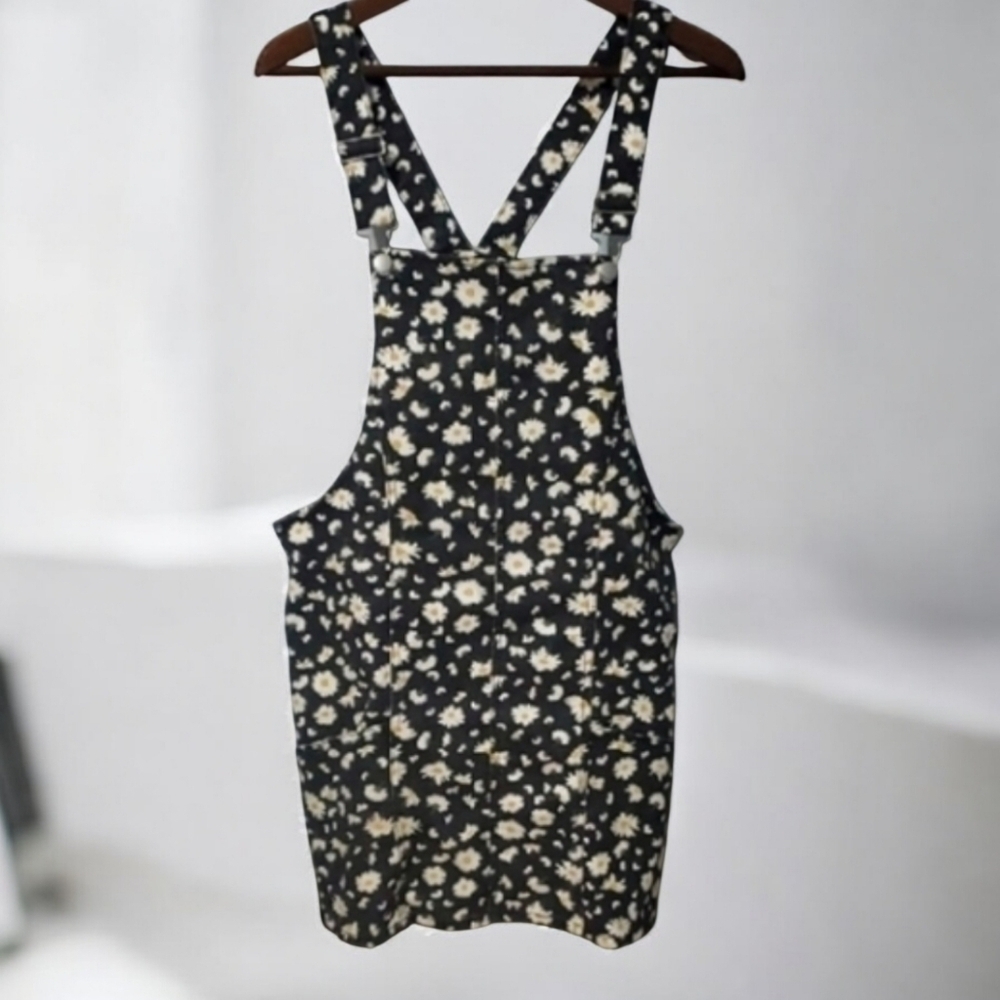 Daisy flower Overall Dress Juniors Size Large 11 13 Floral No Boundaries trendy